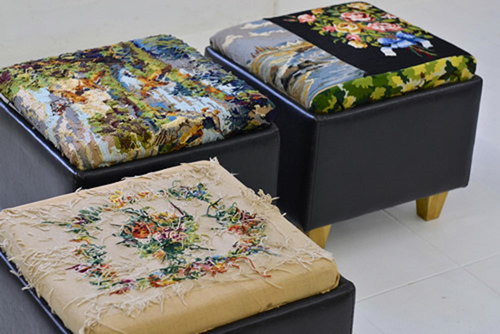 036 Ottomans - Black tapestry 